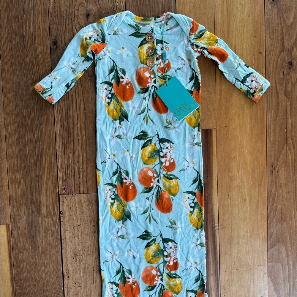Floral Baby Gown with Button Detail
